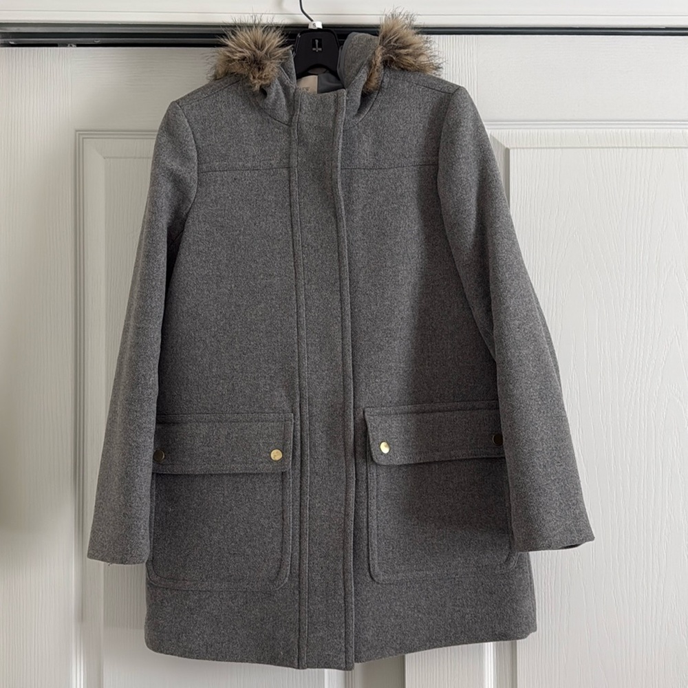 J. Crew gray hooded parka